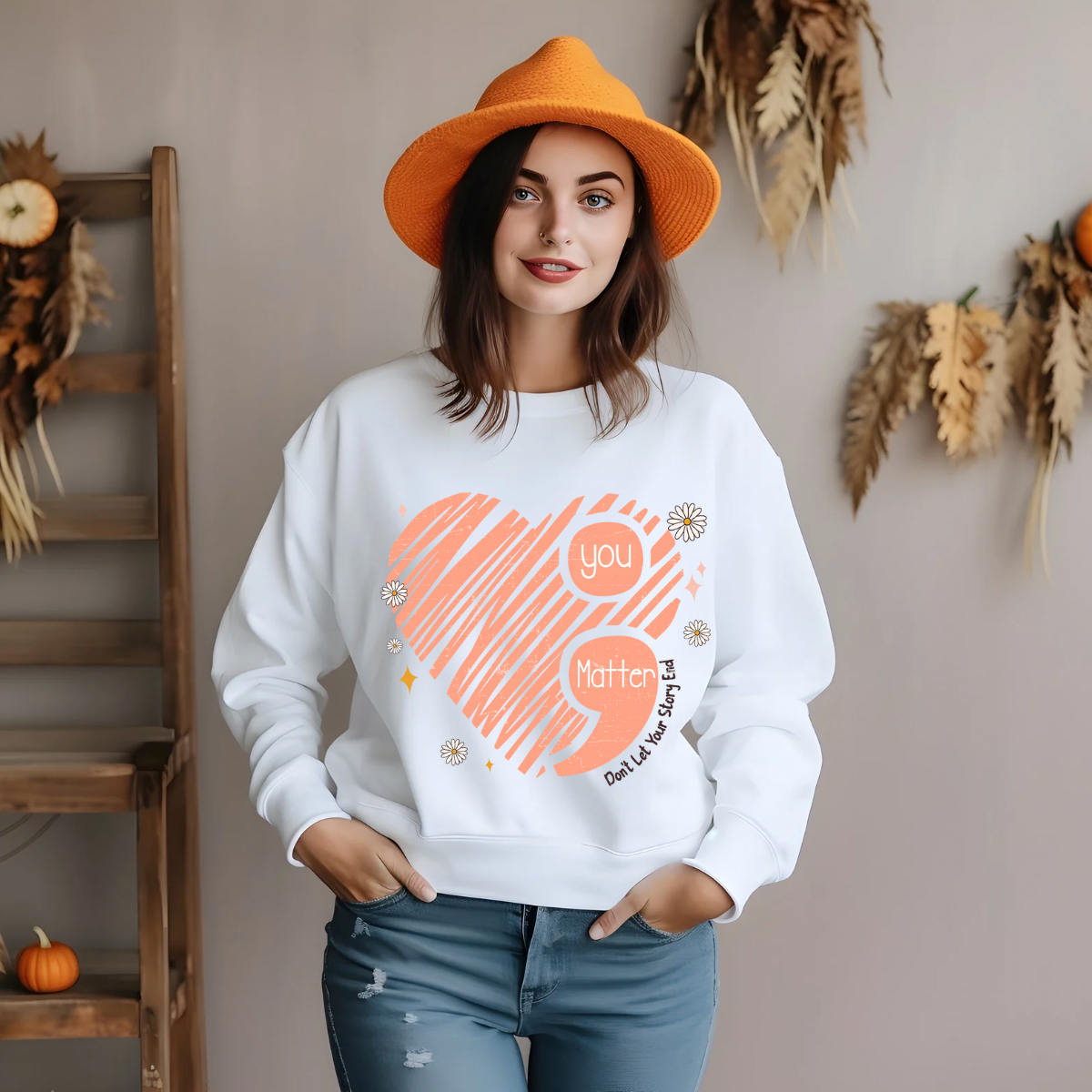 You Matter Don't Let Your Story End Semicolon Sweatshirt or T-Shirt | Mental Health Awareness Crewneck