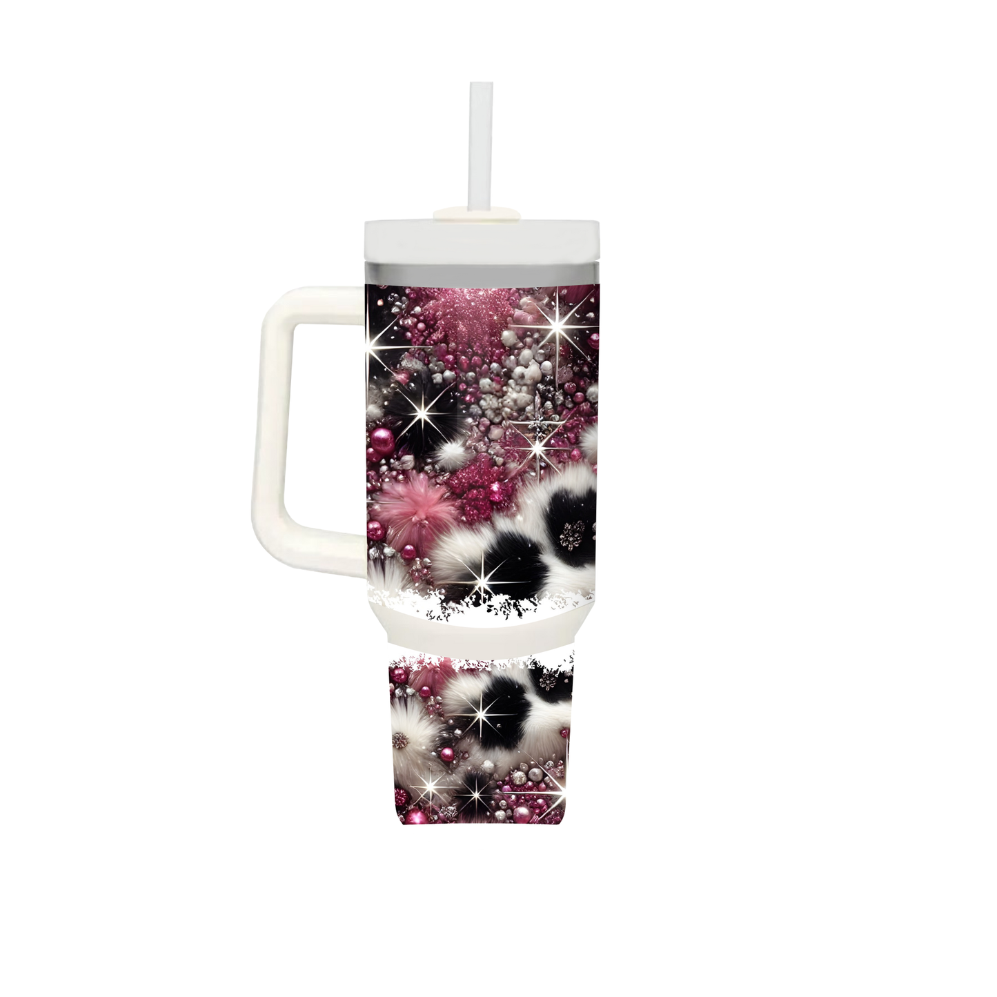 Glam Luxe Winter Tumbler with Handle – Cozy Sparkle, Everyday Elegance