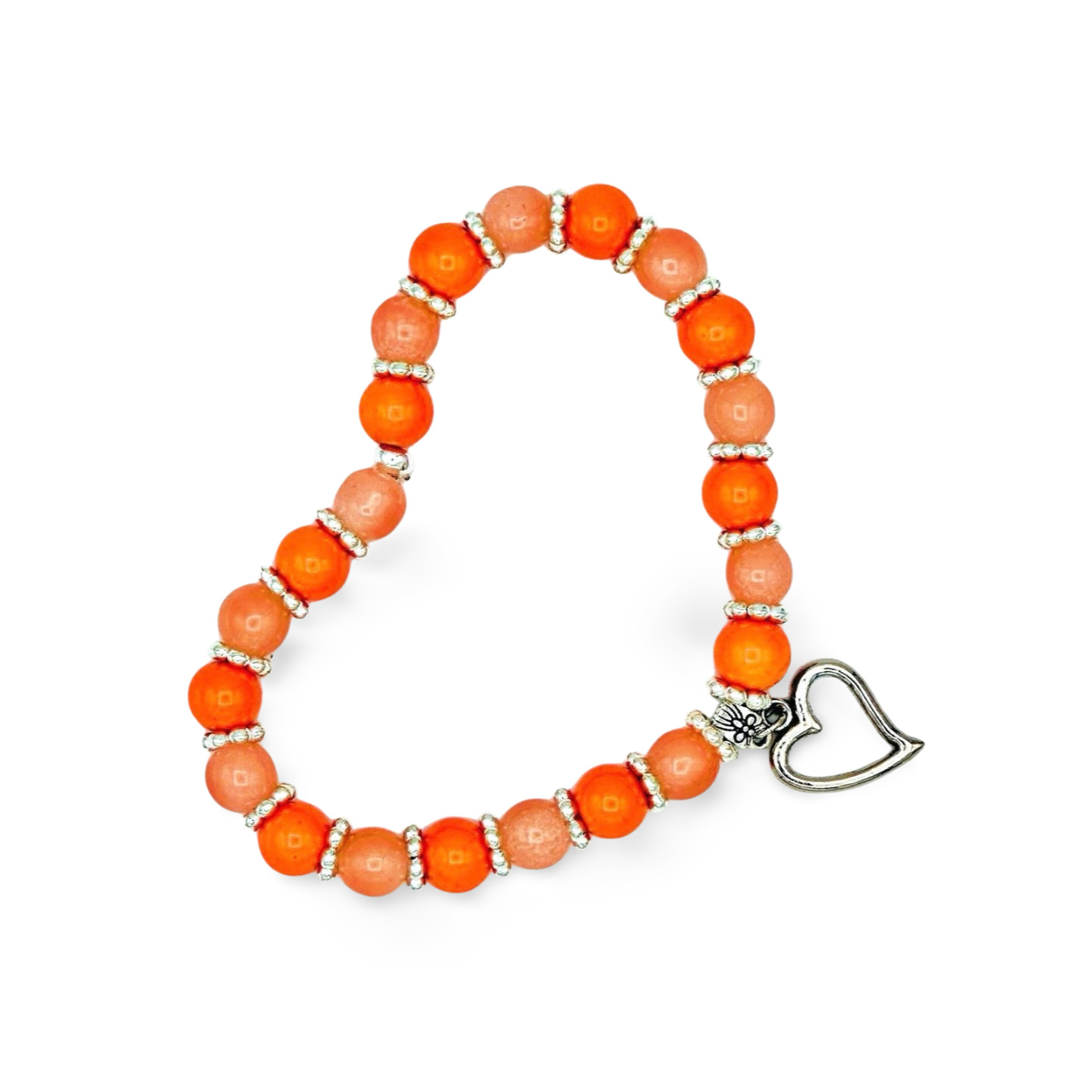 Charming Peach Glass Bead Charm Bracelet