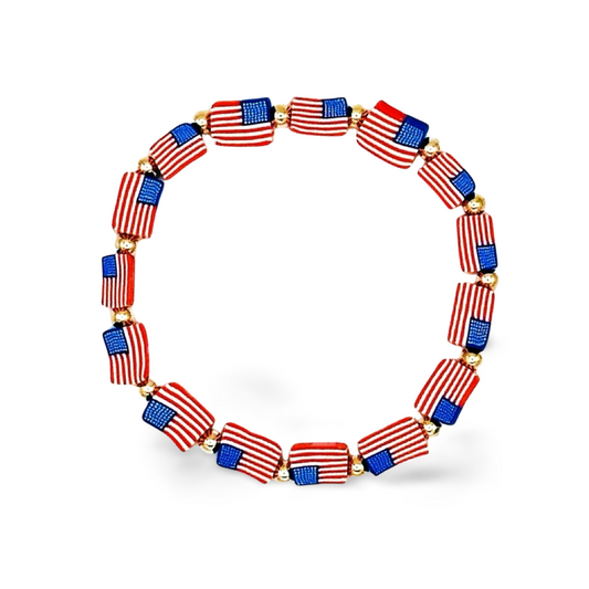 American Flag Clay Beaded Bracelet
