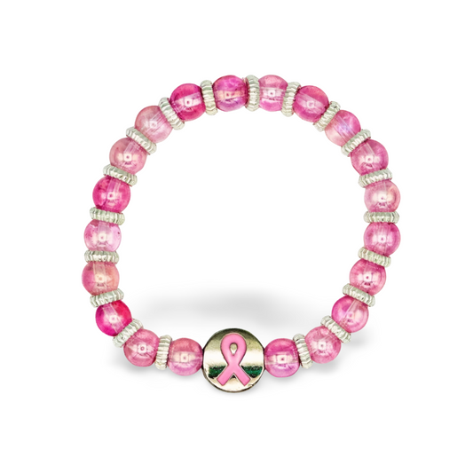 Breast Cancer Awareness Glass Beaded Bracelet