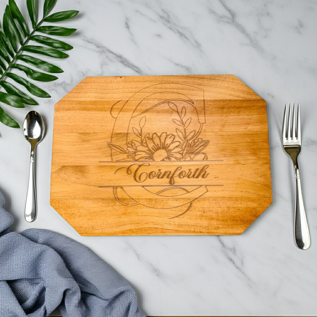 Personalized Engraved Charcuterie Board – Custom Floral Monogram Gift