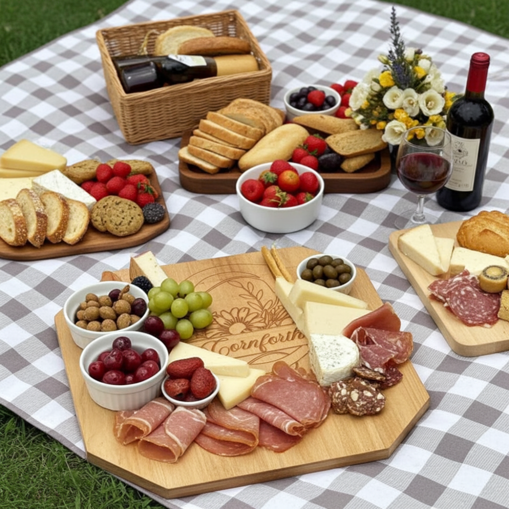 Personalized Engraved Charcuterie Board – Custom Floral Monogram Gift