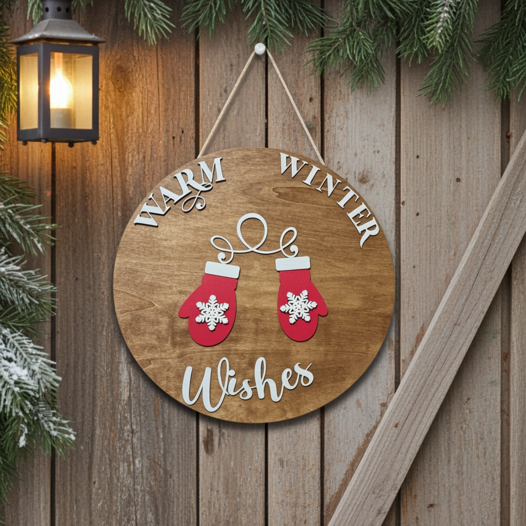 Warm Winter Wishes Door Sign