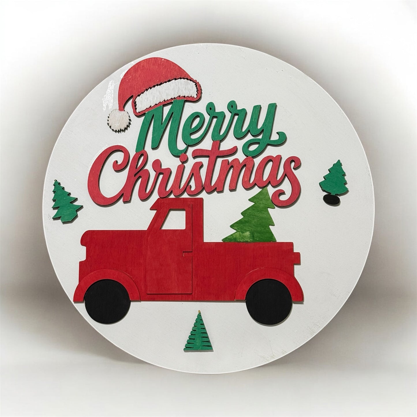 Merry Christmas Red Truck Door Hanger