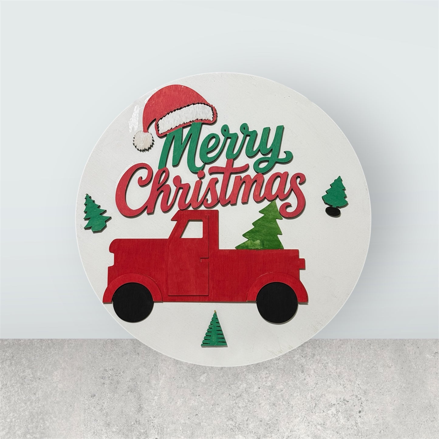 Merry Christmas Red Truck Door Hanger