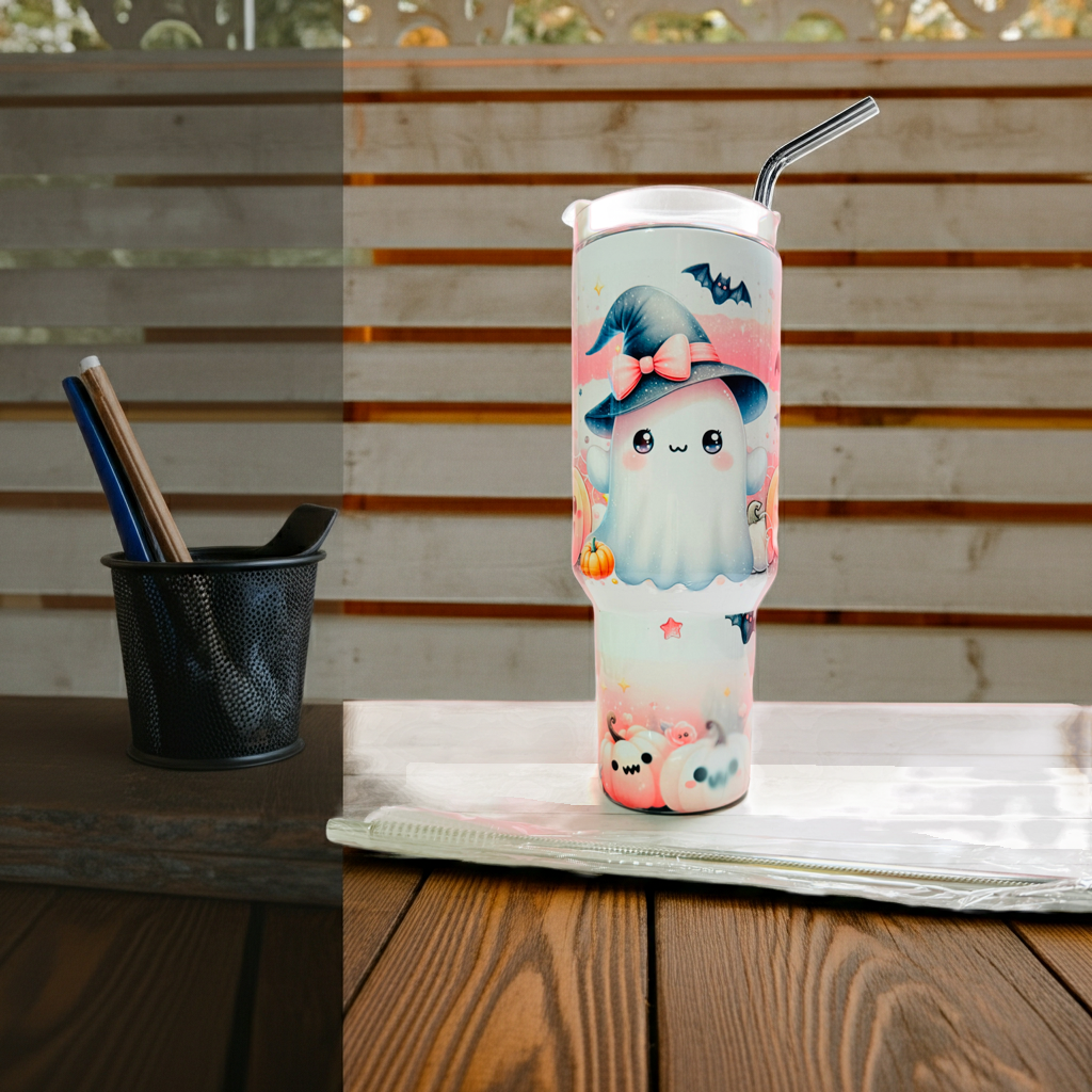 Kawaii Ghost Halloween Tumbler