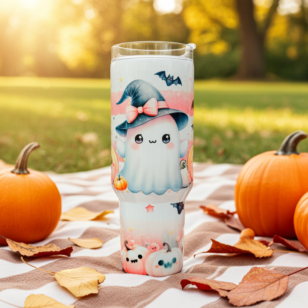 Kawaii Ghost Halloween Tumbler