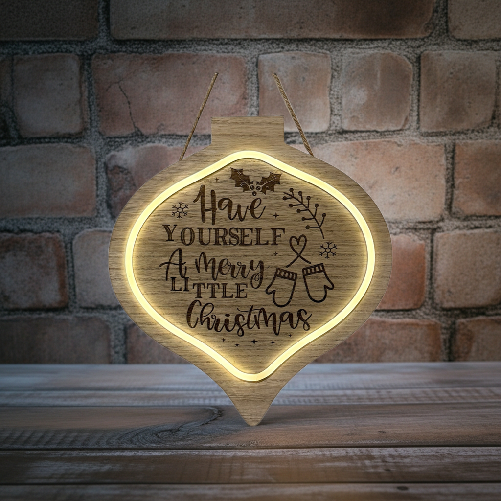 🎄 “Have Yourself a Merry Little Christmas” Lighted Wood Ornament Sign
