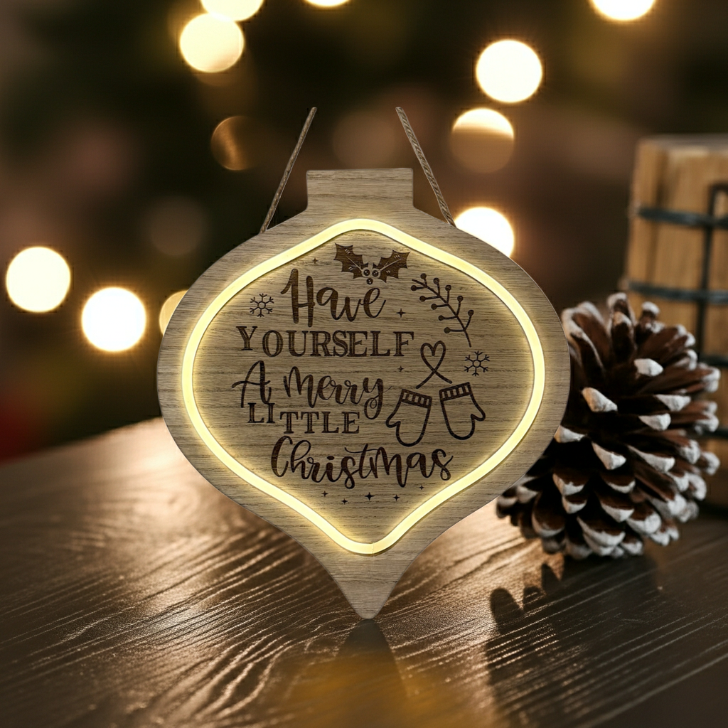 🎄 “Have Yourself a Merry Little Christmas” Lighted Wood Ornament Sign