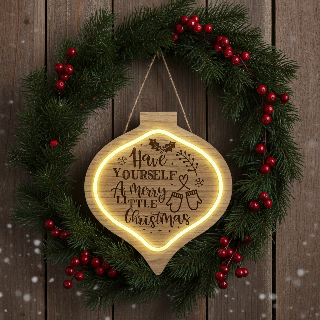 🎄 “Have Yourself a Merry Little Christmas” Lighted Wood Ornament Sign