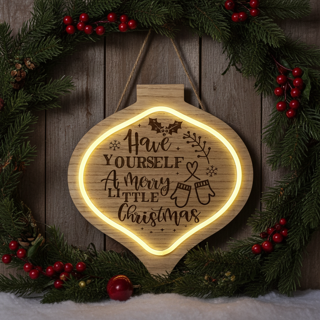 🎄 “Have Yourself a Merry Little Christmas” Lighted Wood Ornament Sign