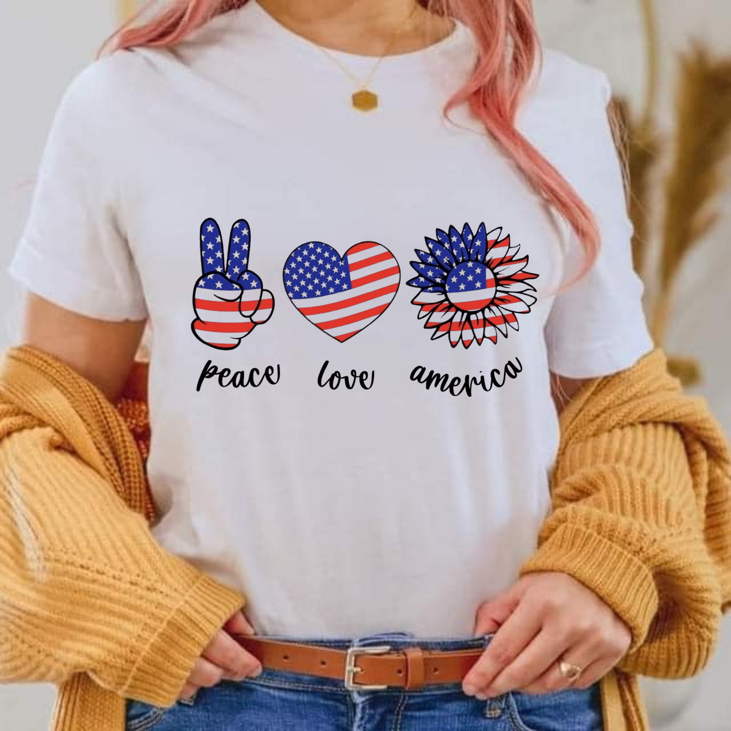 Peace and Love Patriotic Graphic Tee