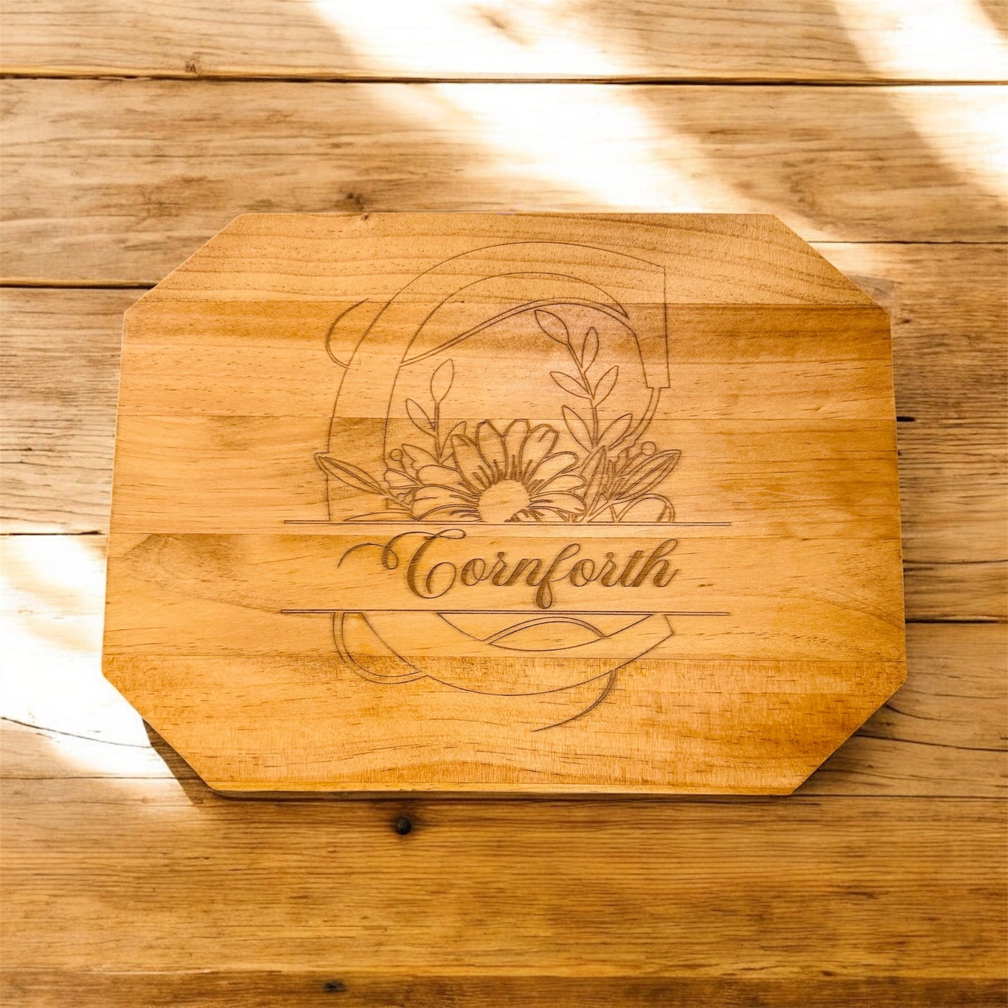 Personalized Engraved Charcuterie Board – Custom Floral Monogram Gift