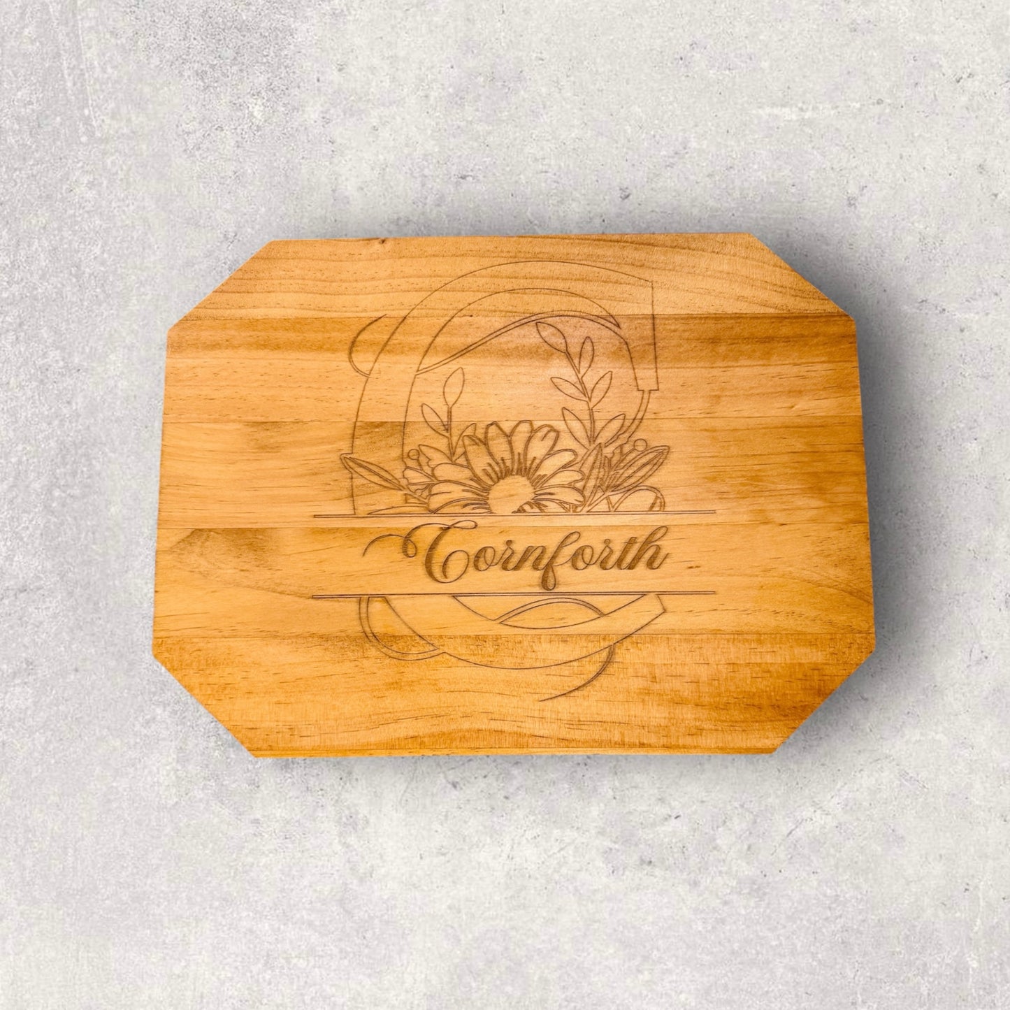 Personalized Engraved Charcuterie Board – Custom Floral Monogram Gift