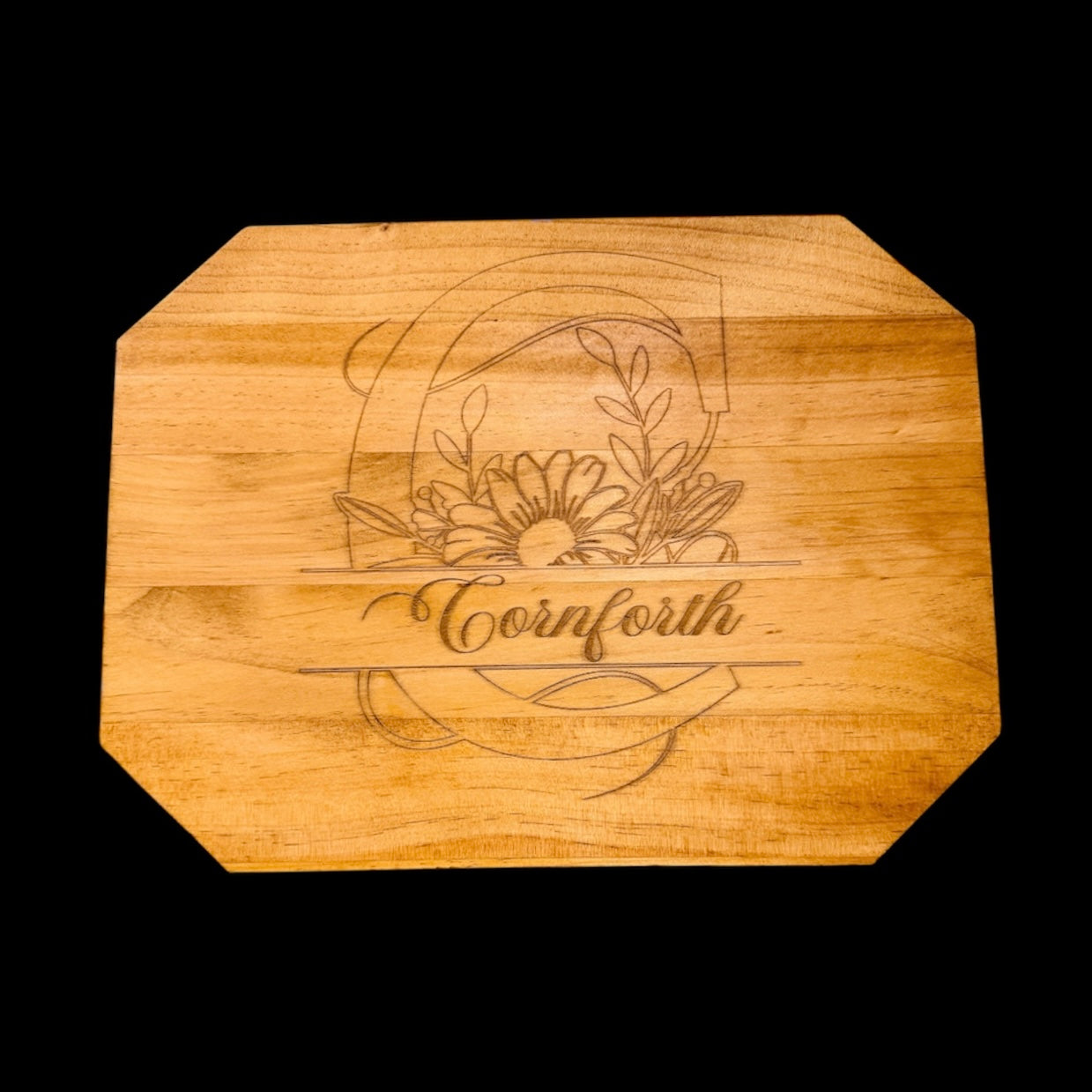 Personalized Engraved Charcuterie Board – Custom Floral Monogram Gift