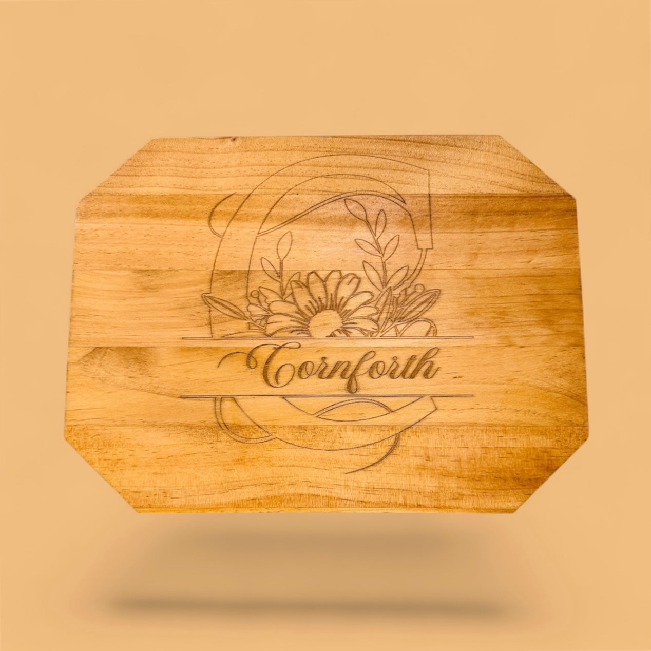 Personalized Engraved Charcuterie Board – Custom Floral Monogram Gift