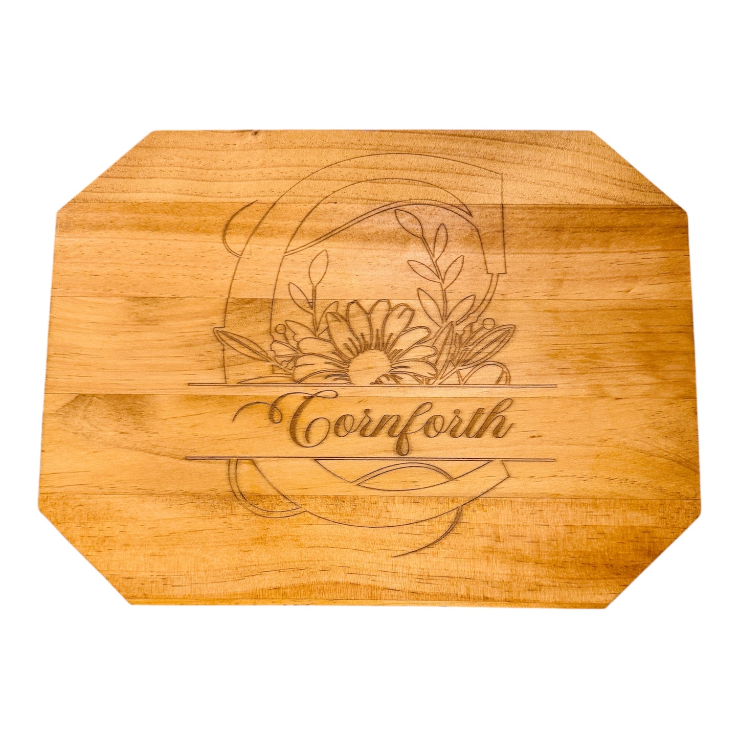 Personalized Engraved Charcuterie Board – Custom Floral Monogram Gift