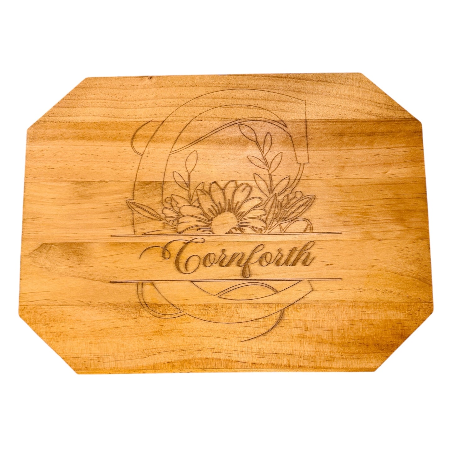 Personalized Engraved Charcuterie Board – Custom Floral Monogram Gift