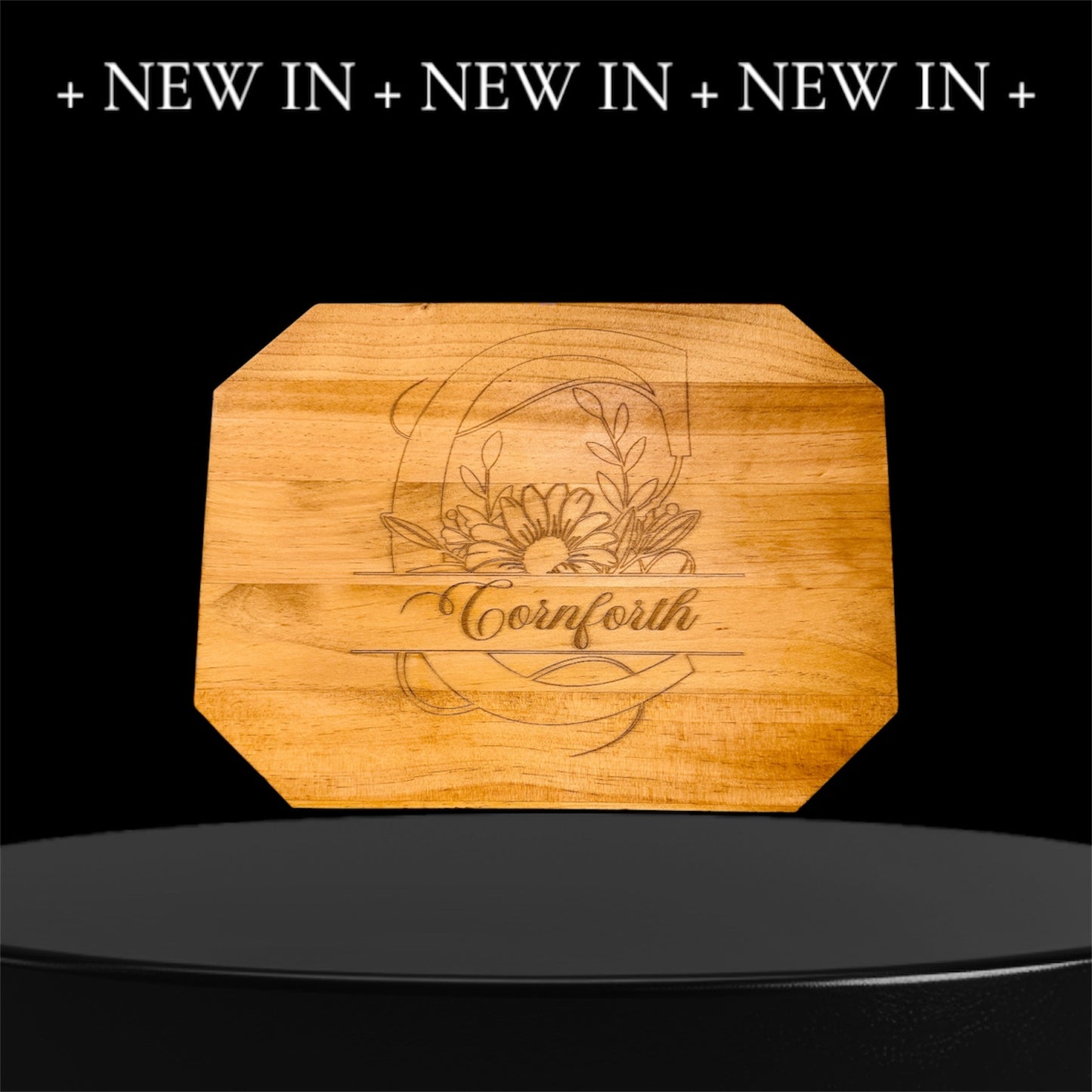 Personalized Engraved Charcuterie Board – Custom Floral Monogram Gift