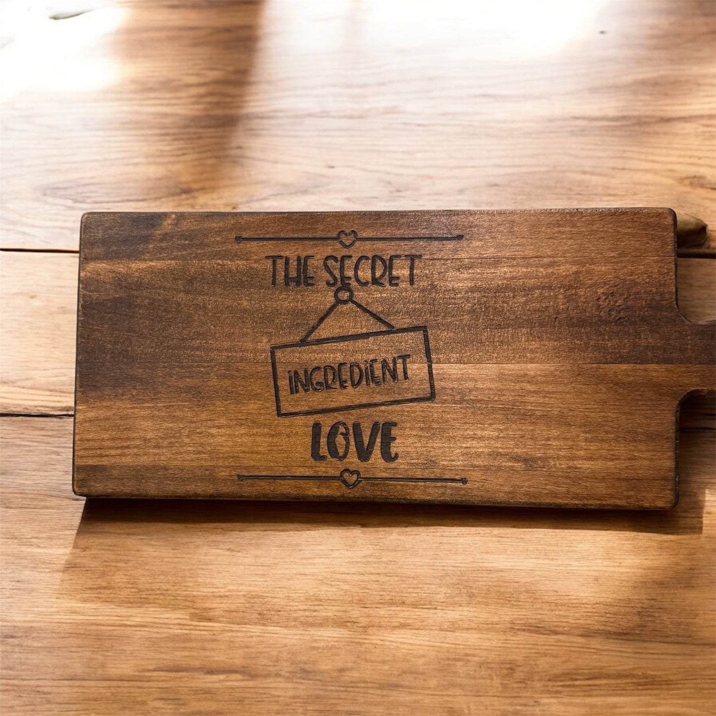 ❤️ The Secret Ingredient Is Love – Engraved Wooden Cutting Board