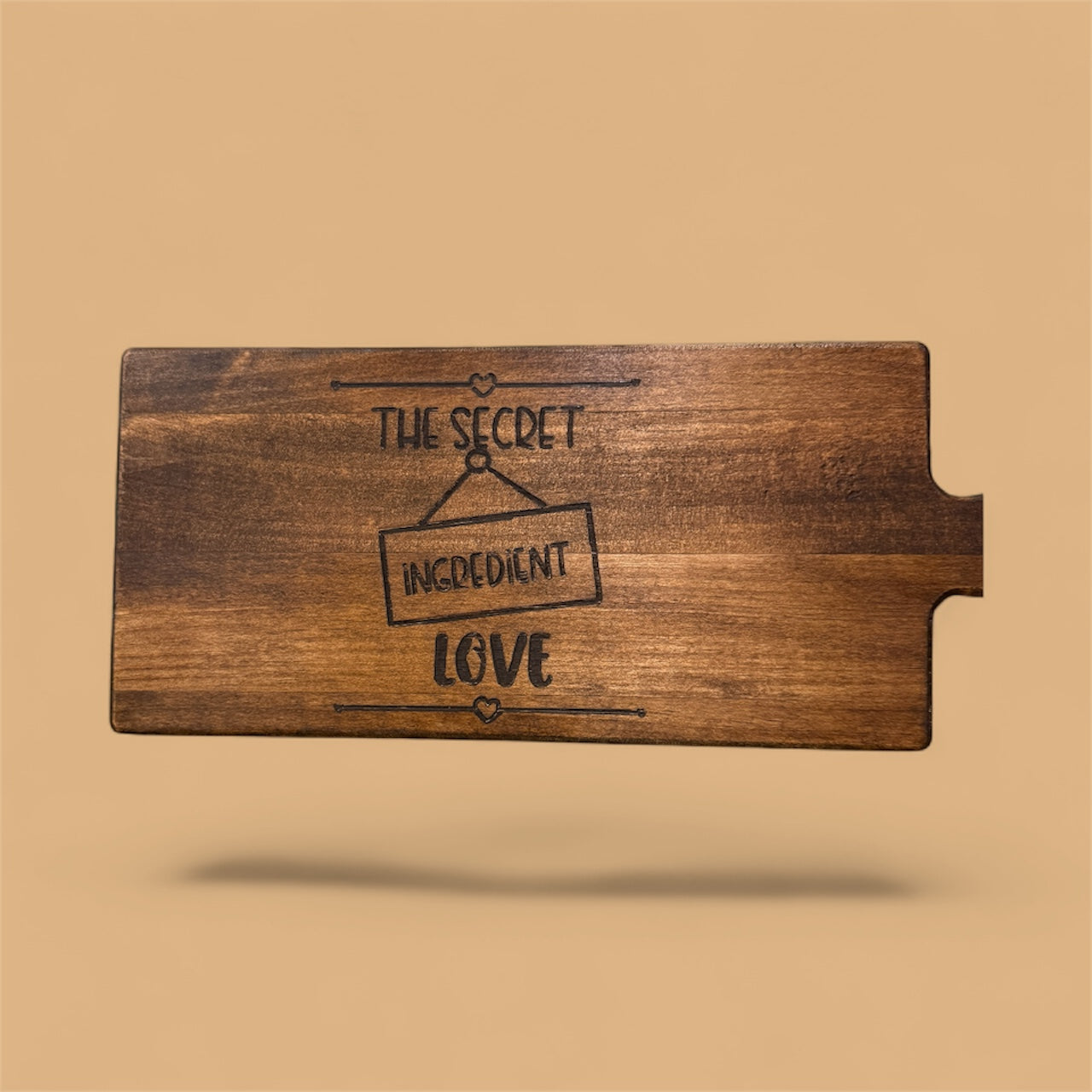 ❤️ The Secret Ingredient Is Love – Engraved Wooden Cutting Board