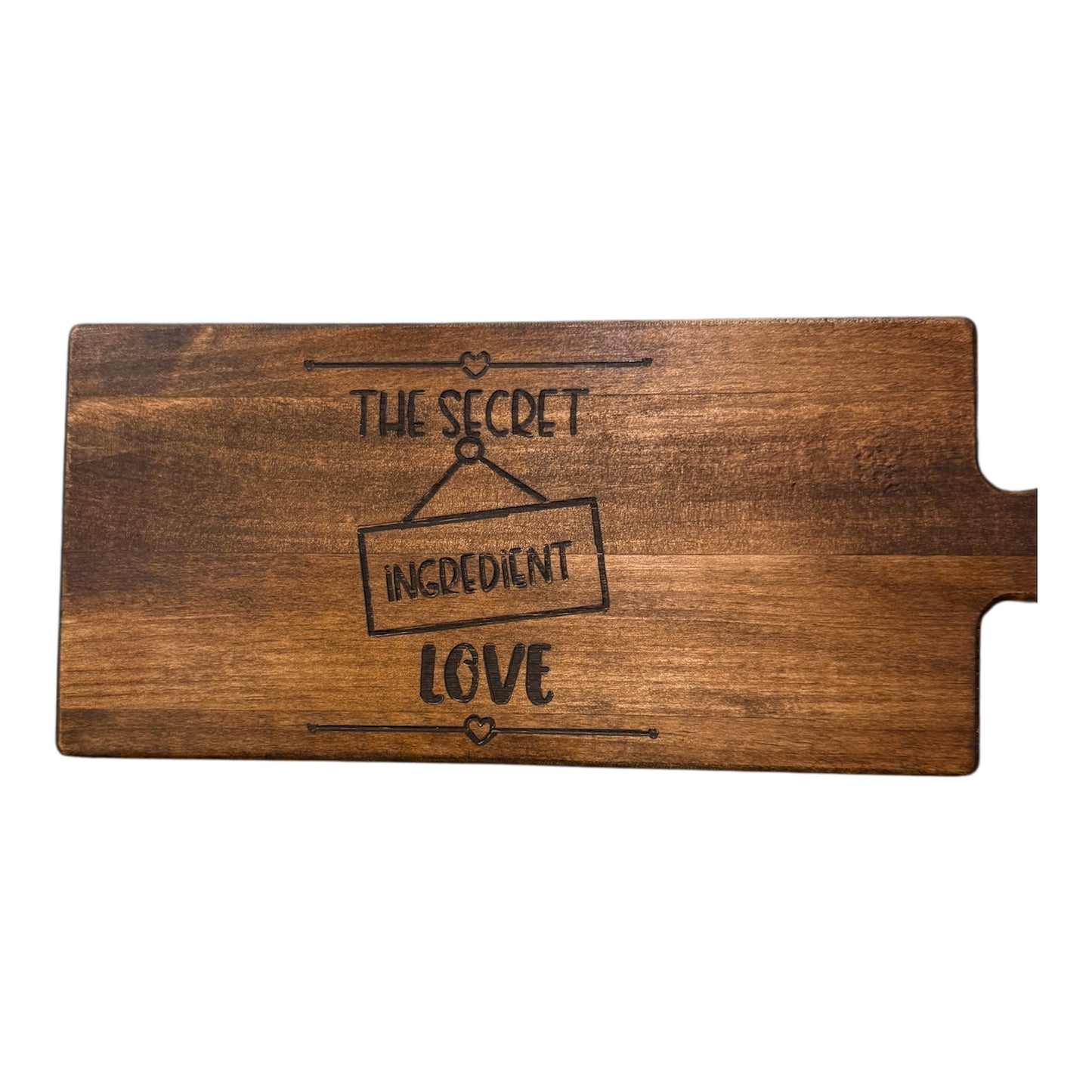 ❤️ The Secret Ingredient Is Love – Engraved Wooden Cutting Board