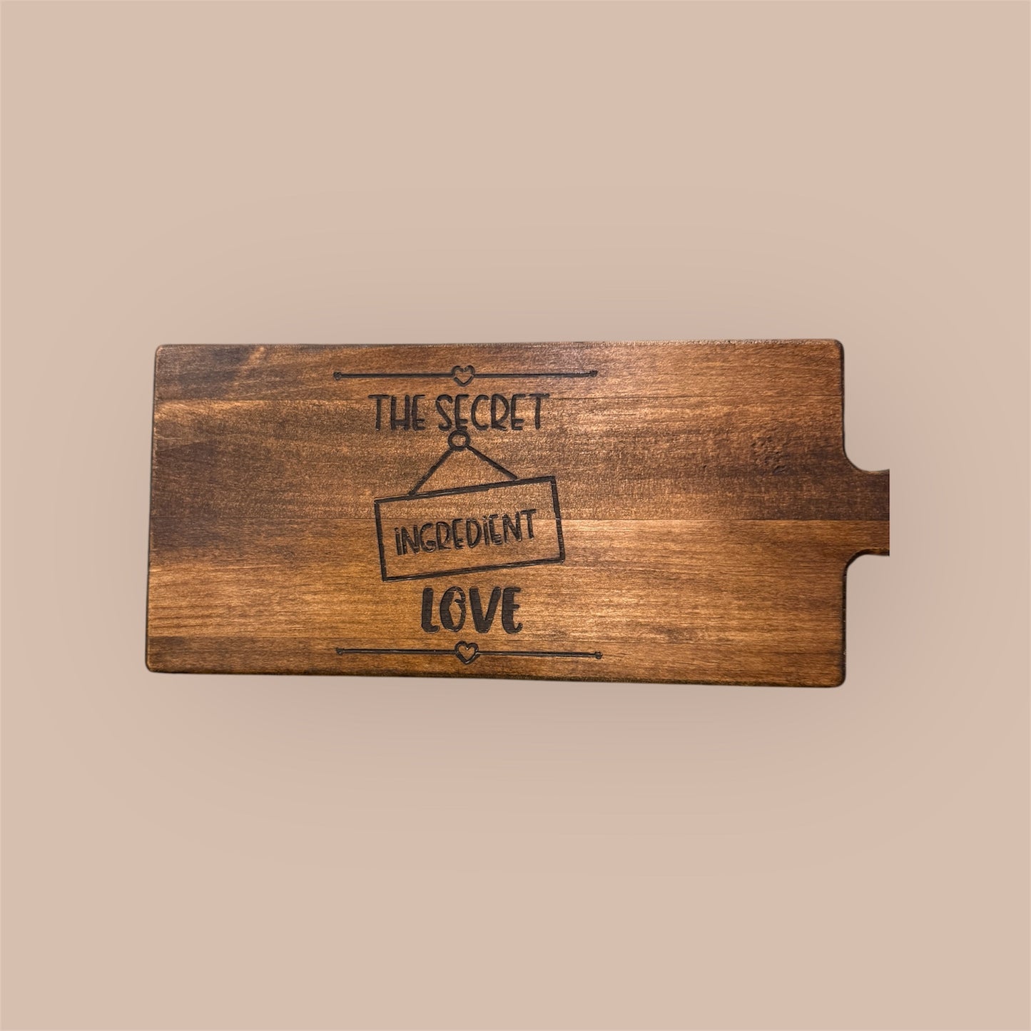 ❤️ The Secret Ingredient Is Love – Engraved Wooden Cutting Board