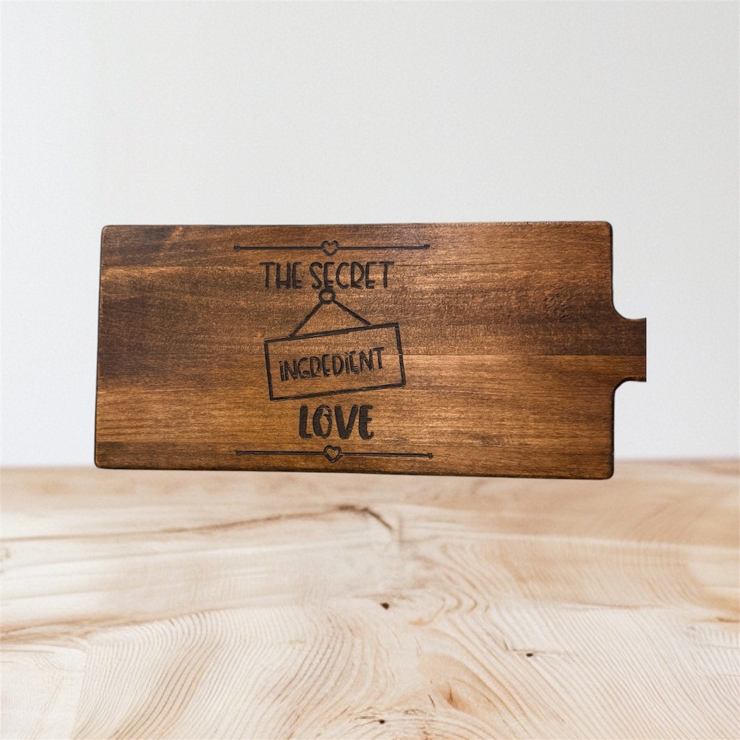 ❤️ The Secret Ingredient Is Love – Engraved Wooden Cutting Board