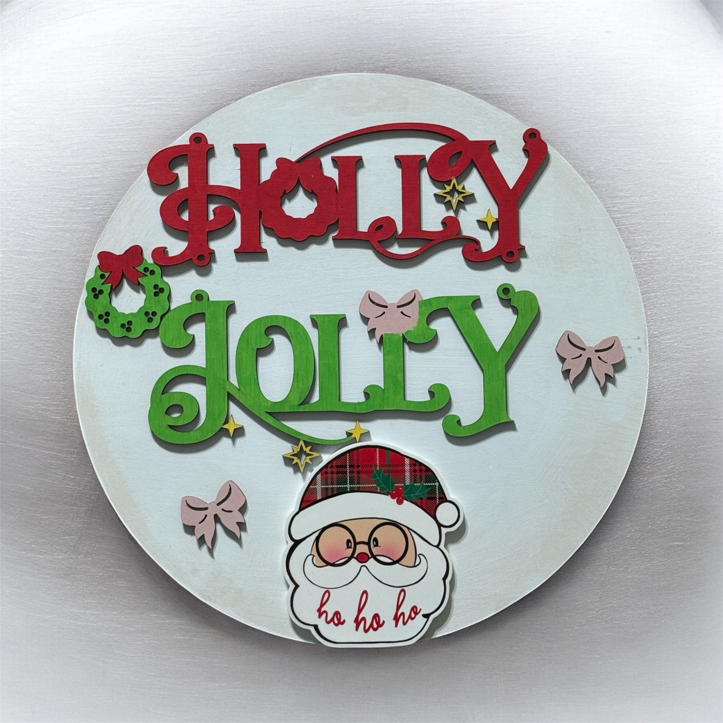 🎄 Holly Jolly Wooden Christmas Door Sign