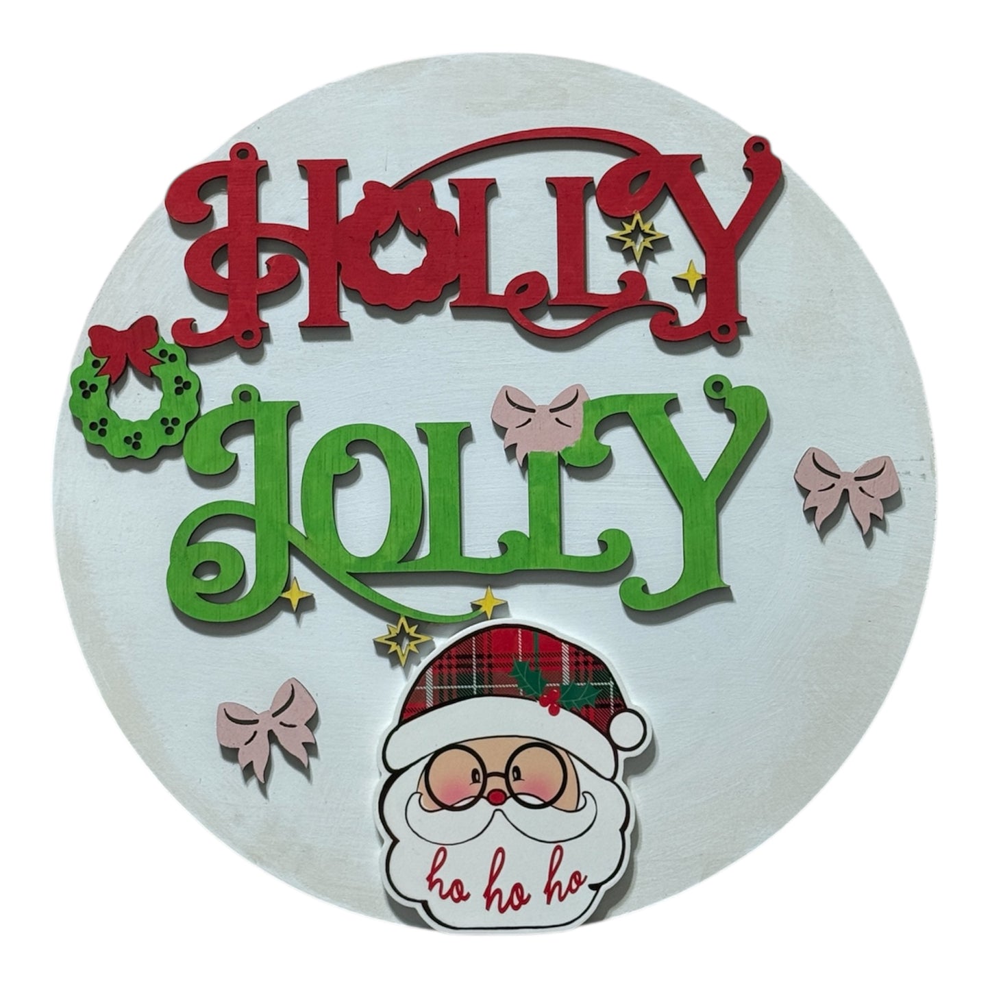 🎄 Holly Jolly Wooden Christmas Door Sign