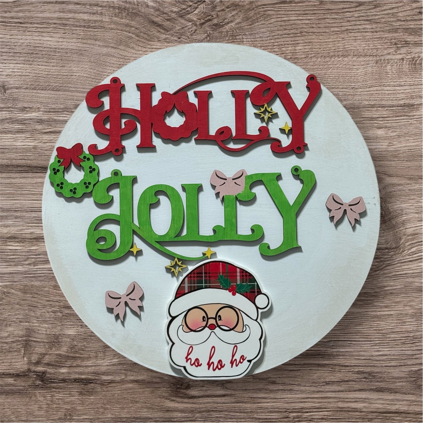 🎄 Holly Jolly Wooden Christmas Door Sign