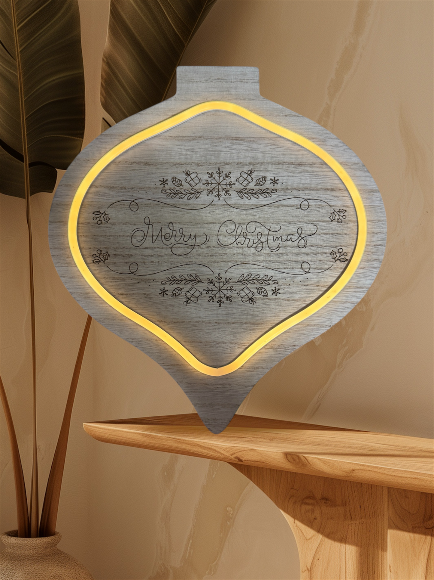 🎄 Merry Christmas Lighted Wooden Door Sign