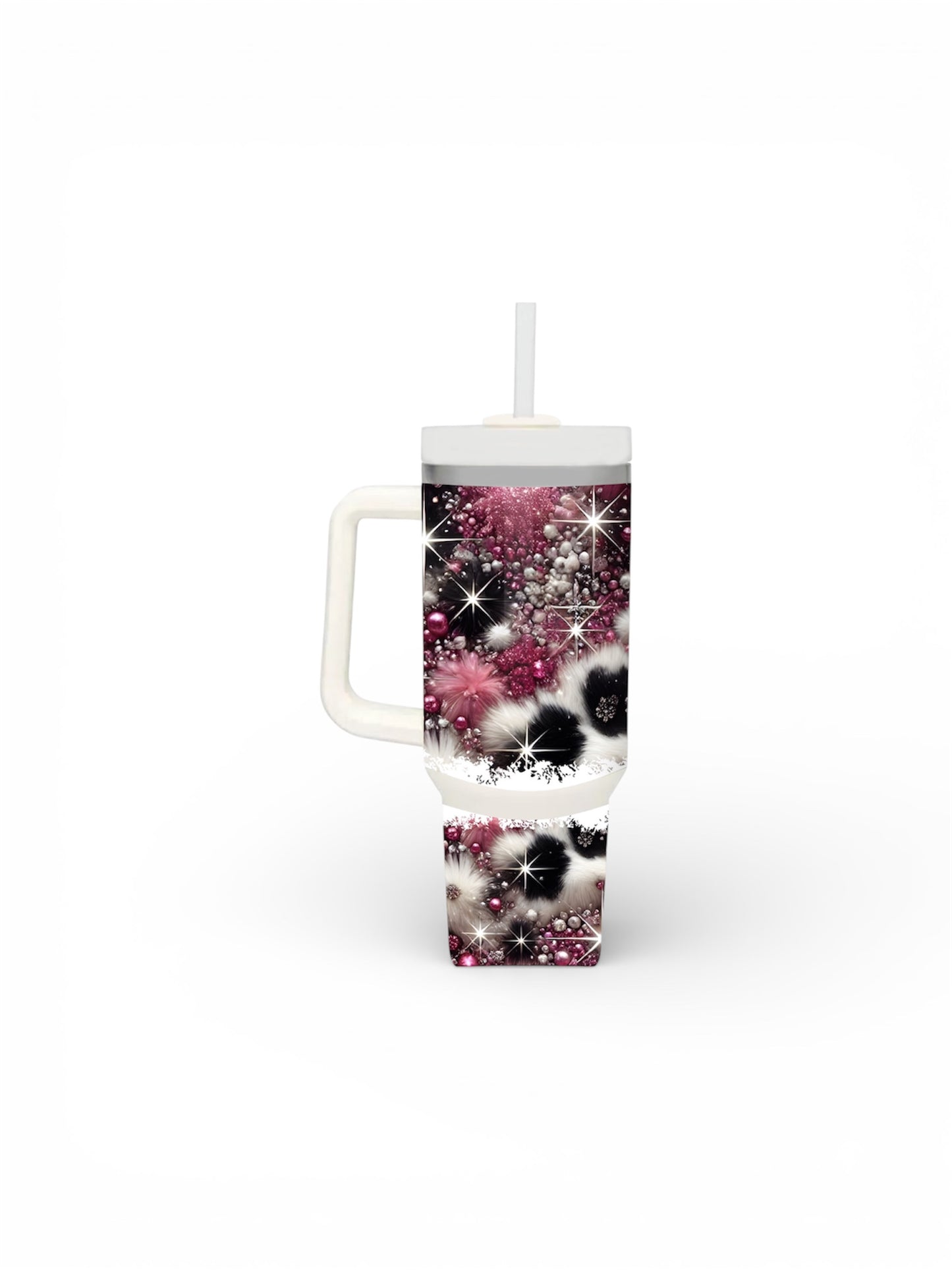 Glam Luxe Winter Tumbler with Handle – Cozy Sparkle, Everyday Elegance