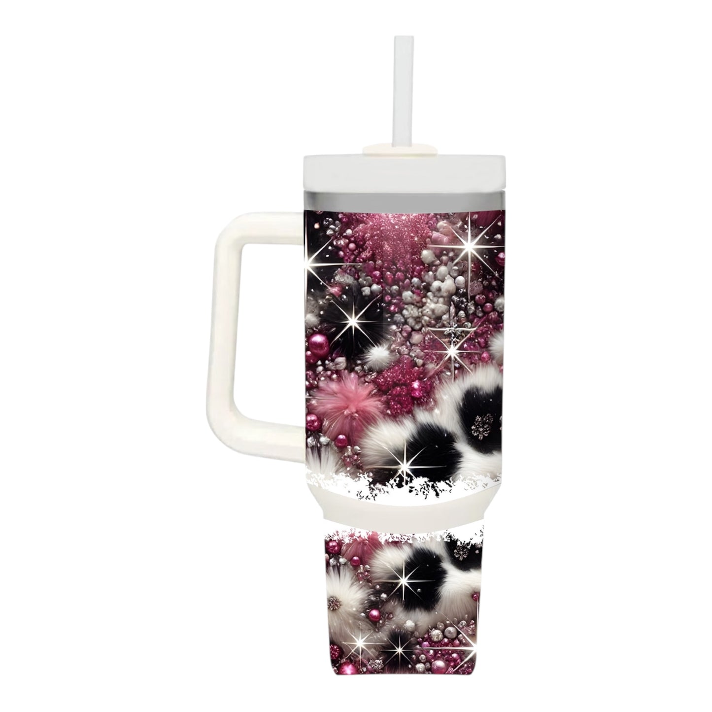 Glam Luxe Winter Tumbler with Handle – Cozy Sparkle, Everyday Elegance