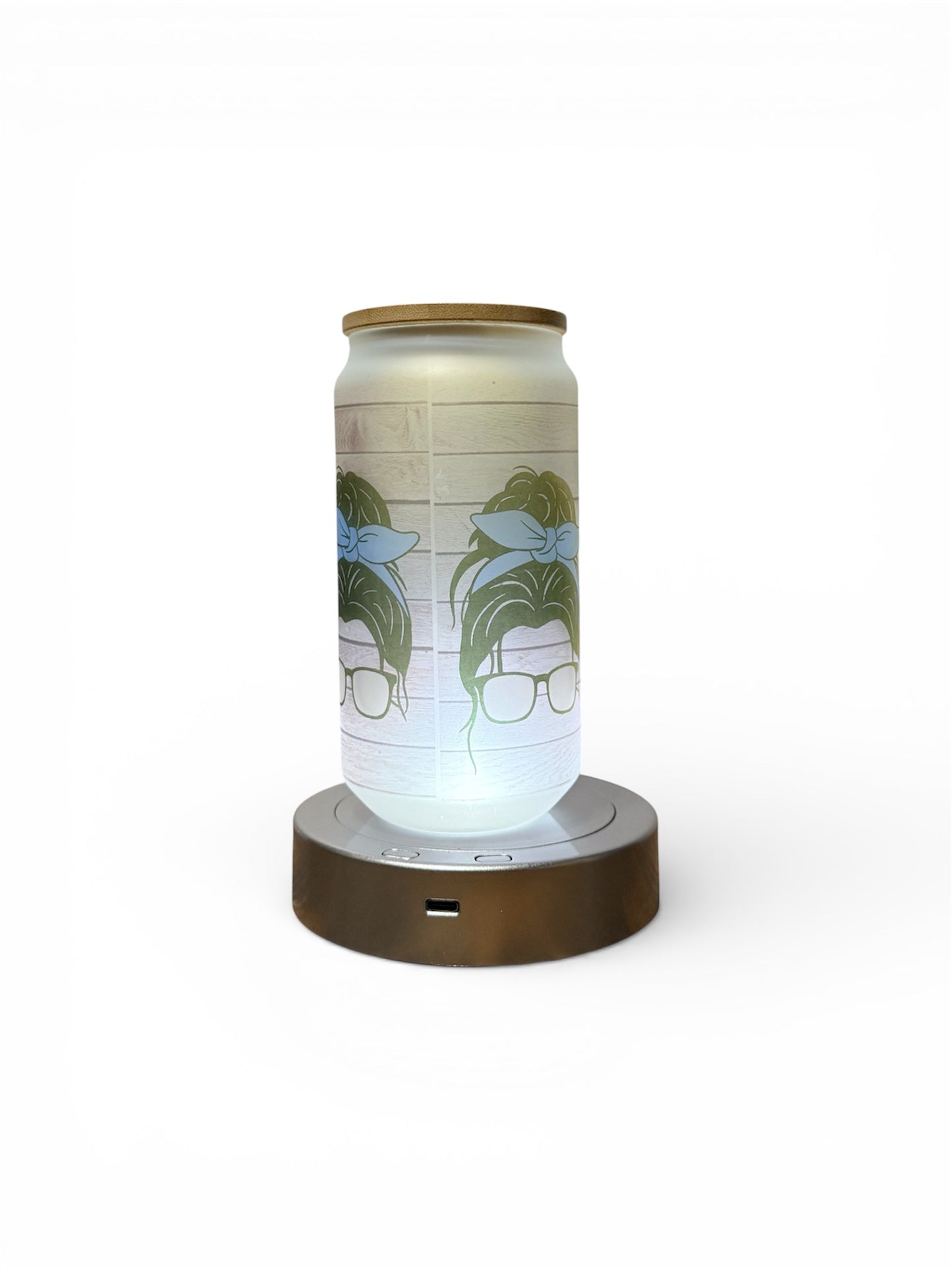 🌻 Glass Beer Can Tumbler with Bamboo Lid & Straw