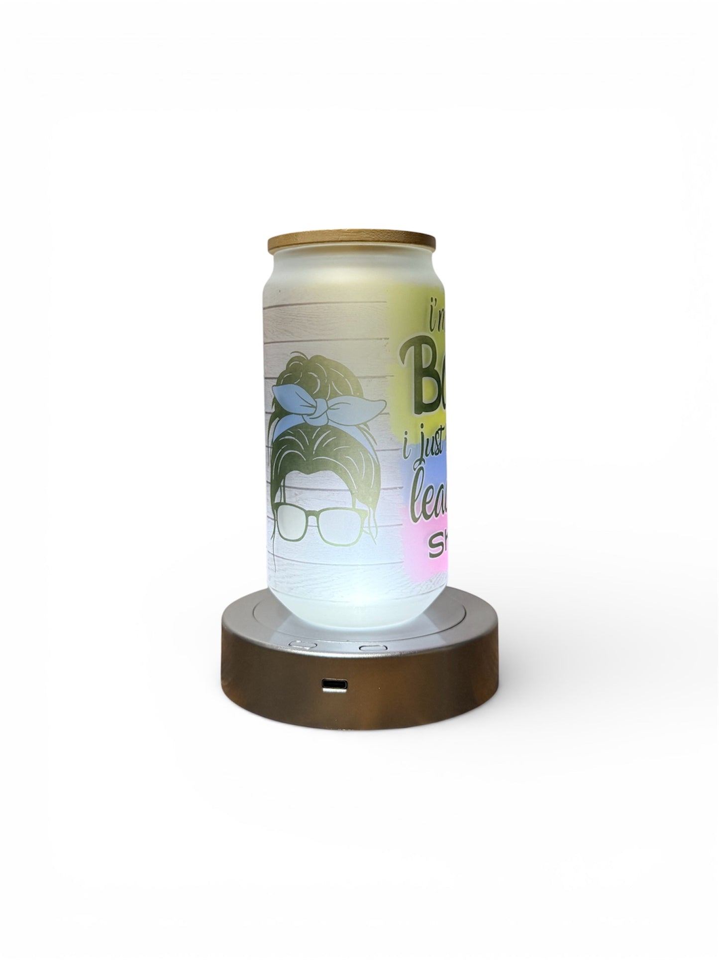 🌻 Glass Beer Can Tumbler with Bamboo Lid & Straw