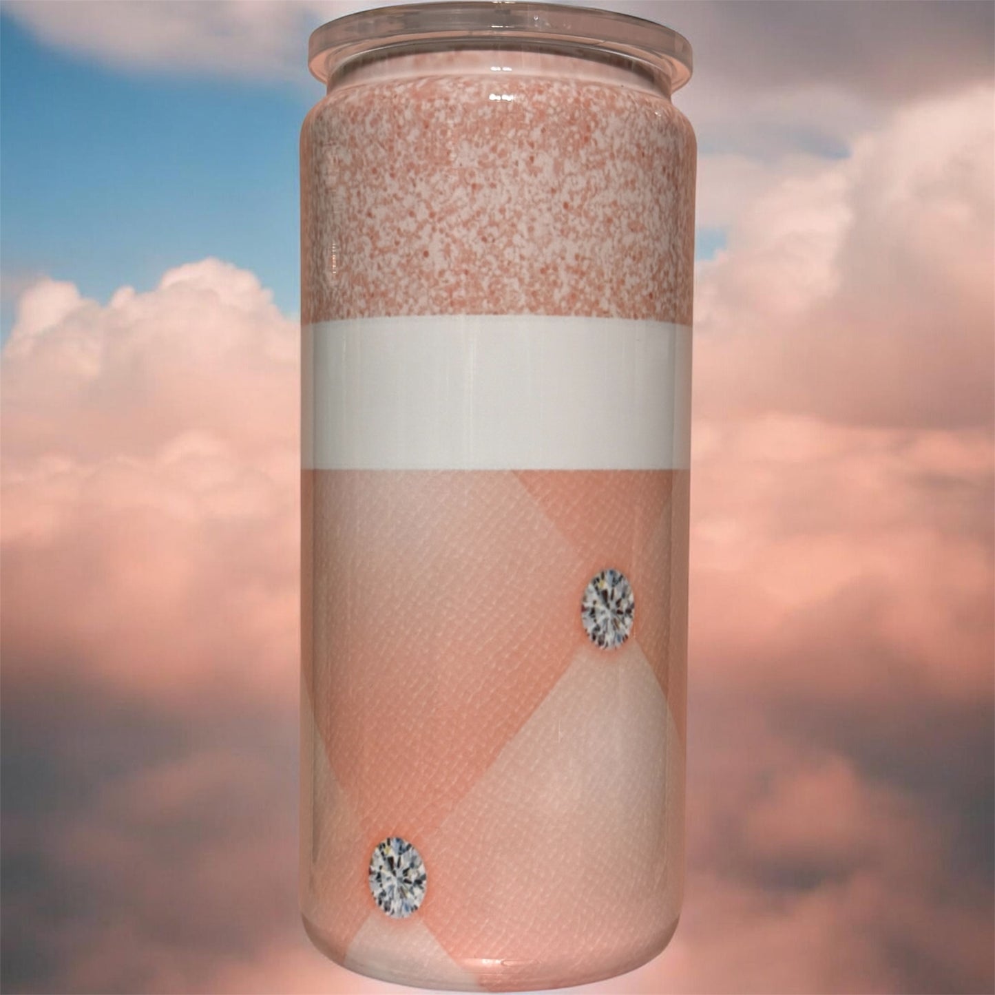 Blush Pink Diamond Stainless Steel Beer Can Tumbler – 20oz Aesthetic Drink Glass