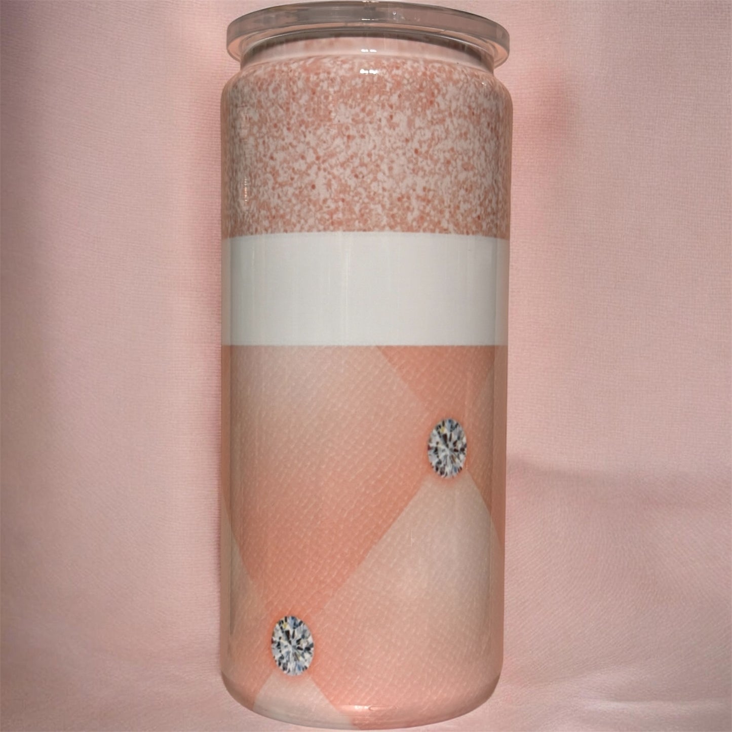 Blush Pink Diamond Stainless Steel Beer Can Tumbler – 20oz Aesthetic Drink Glass