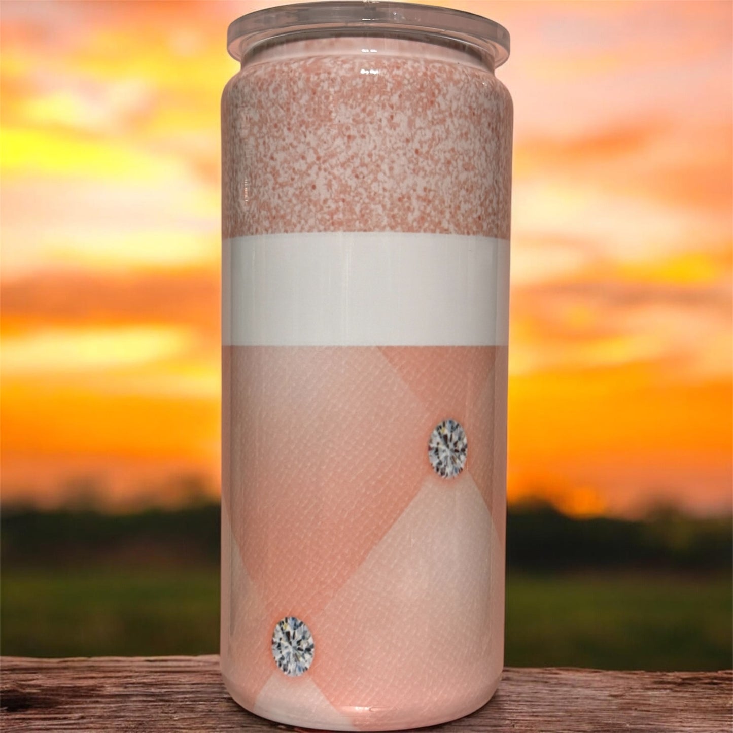 Blush Pink Diamond Stainless Steel Beer Can Tumbler – 20oz Aesthetic Drink Glass