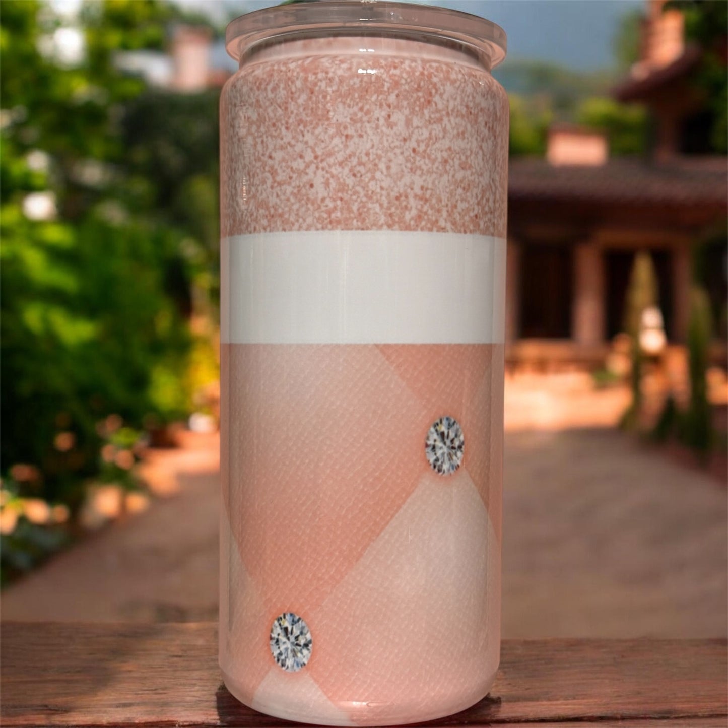 Blush Pink Diamond Stainless Steel Beer Can Tumbler – 20oz Aesthetic Drink Glass