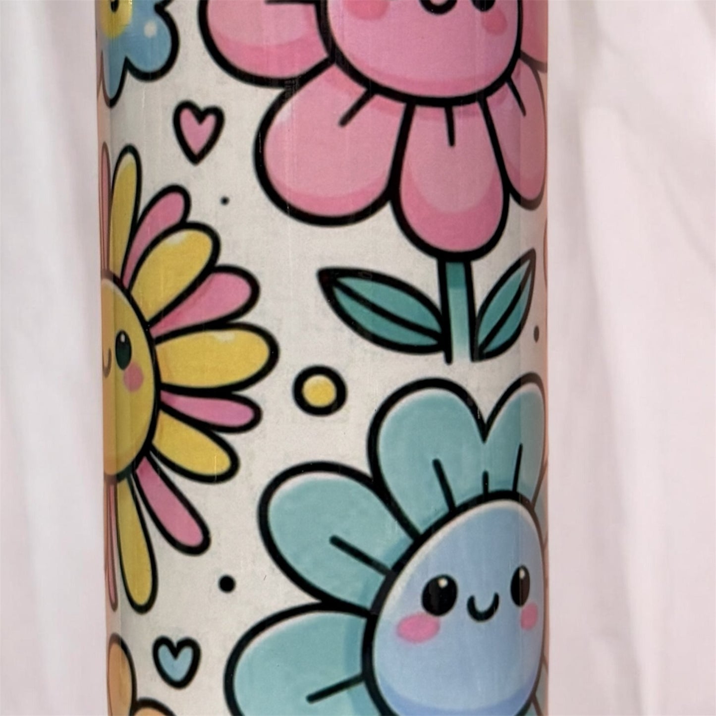 Retro Happy Face Flower Tumbler – 20oz Stainless Steel Beer Can Tumbler