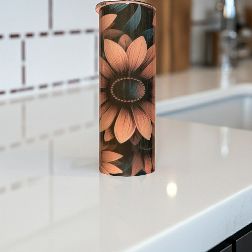20oz Sunflower Skinny Tumbler – Floral Stainless Steel Insulated Cup