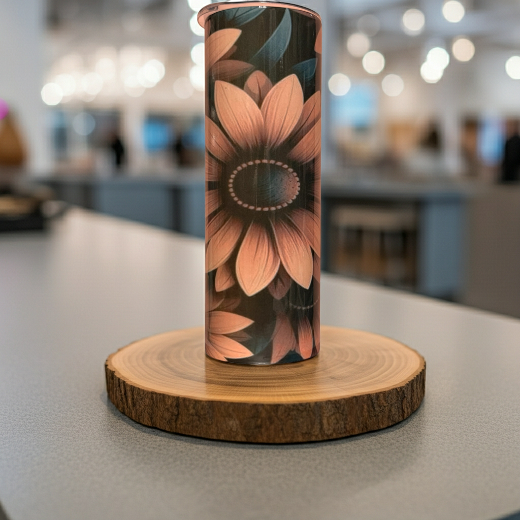 20oz Sunflower Skinny Tumbler – Floral Stainless Steel Insulated Cup
