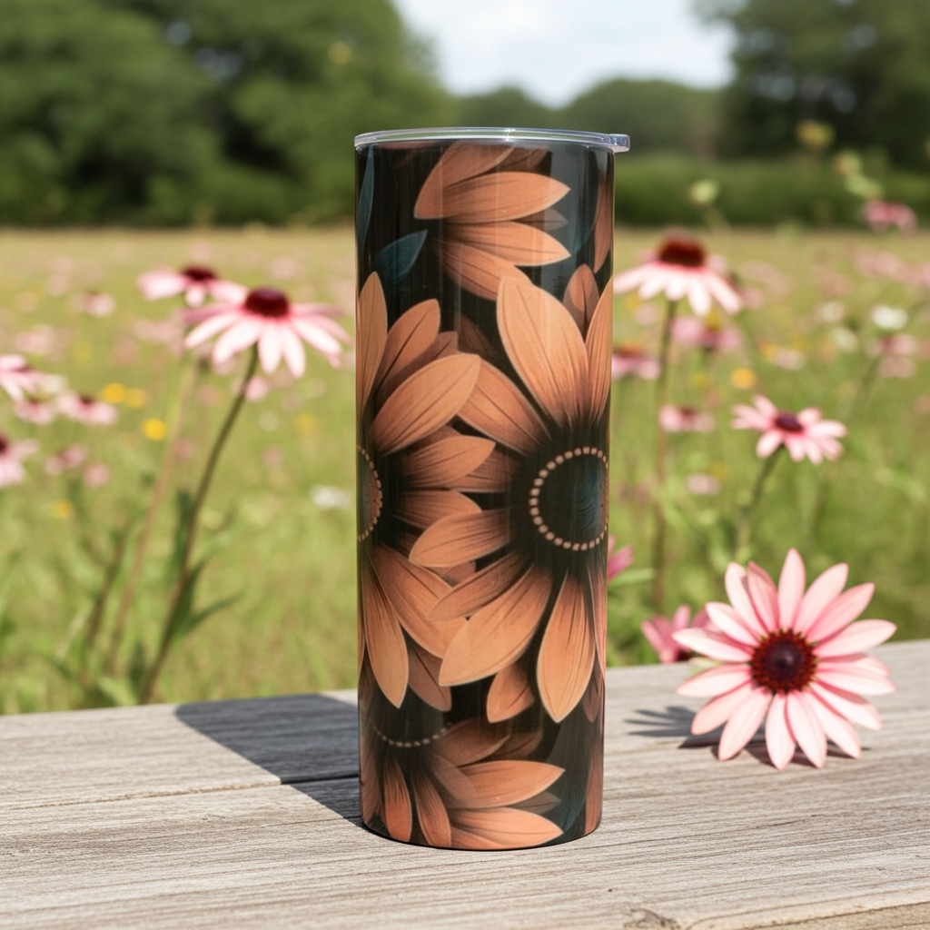 20oz Sunflower Skinny Tumbler – Floral Stainless Steel Insulated Cup