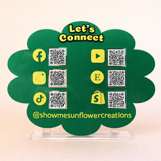Custom Acrylic QR Code Sign | Social Media & Payment Display for Small Businesses