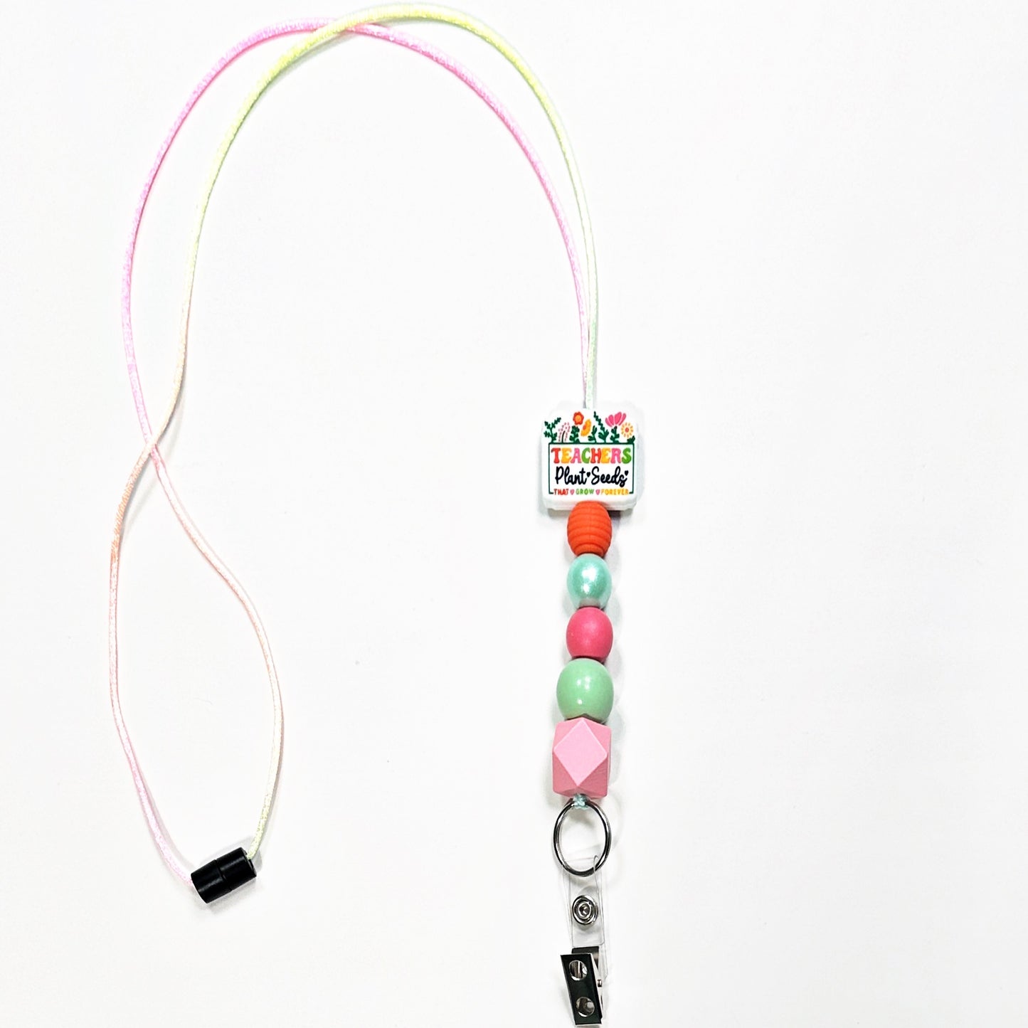 "Teachers Plant Seeds" Beaded Lanyard