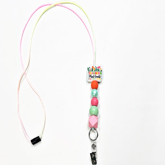 "Teachers Plant Seeds" Beaded Lanyard
