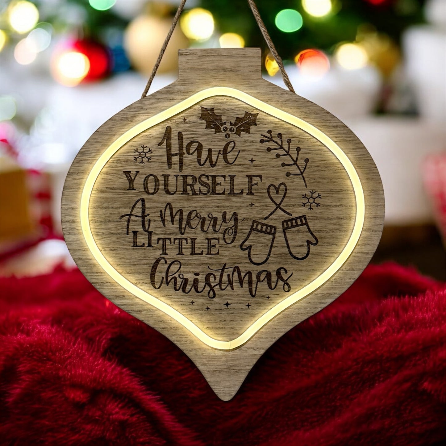🎄 “Have Yourself a Merry Little Christmas” Lighted Wood Ornament Sign
