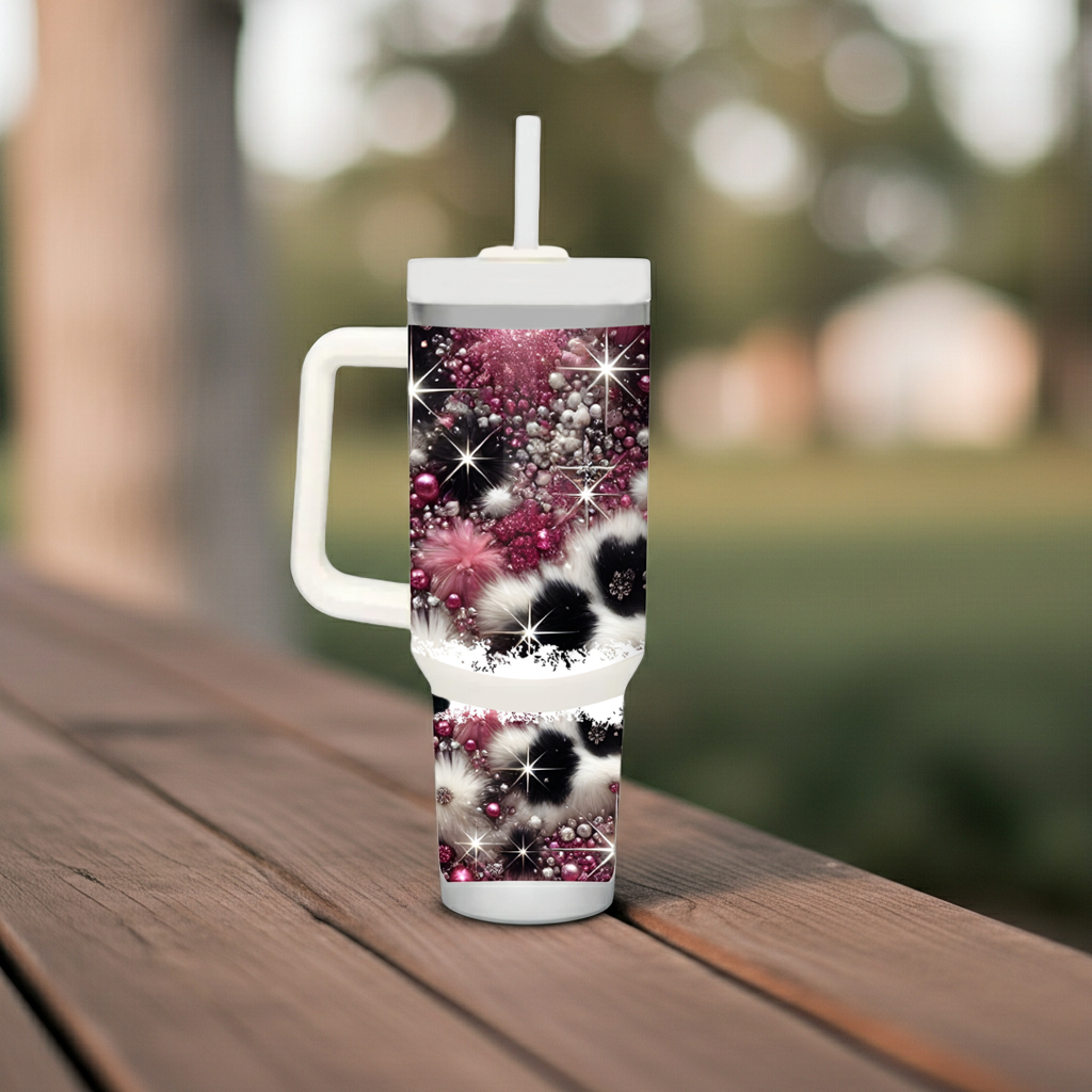 Glam Luxe Winter Tumbler with Handle – Cozy Sparkle, Everyday Elegance